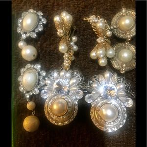 Clip Pearl Earrings Bundle of Four Pair 1” to 2”